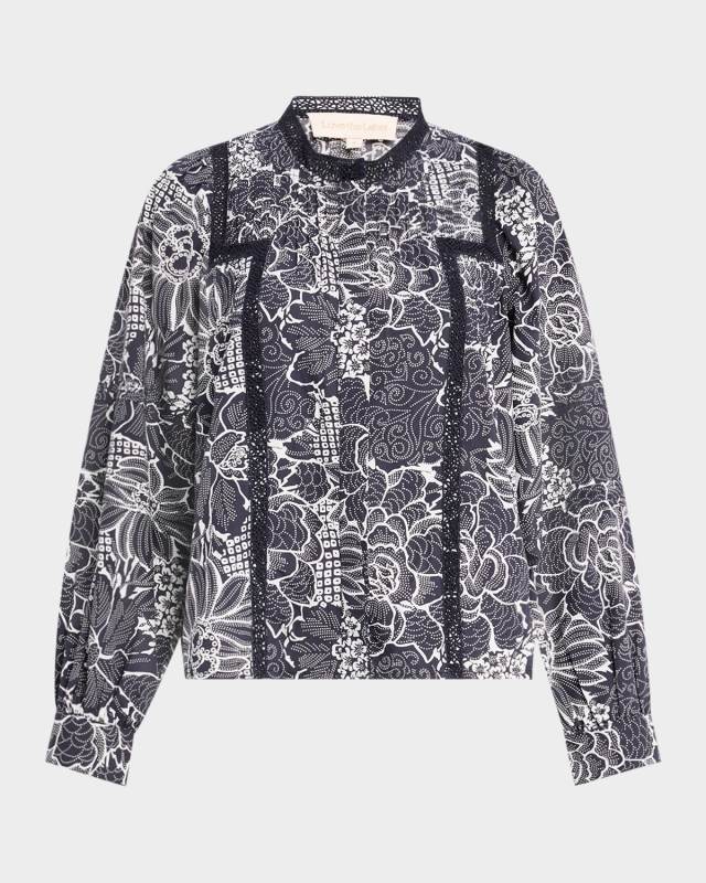 Pearl Floral Button-Front Top